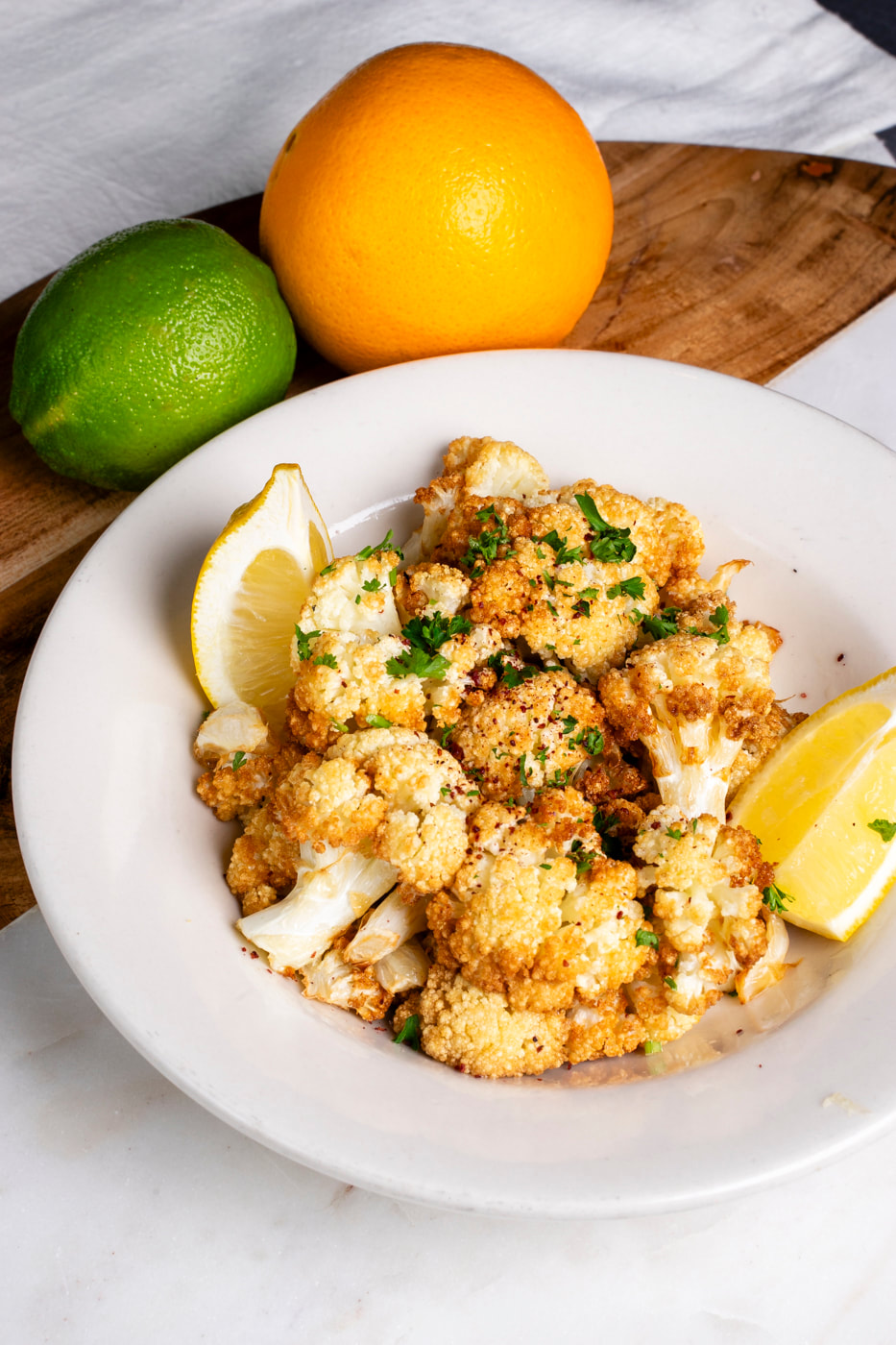 Cauliflower dish sprinkled with spices and fried