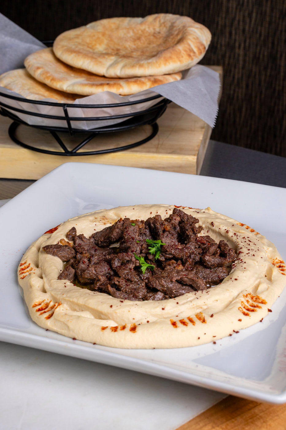 Hummus with beef takeaway in Richardson, Tx